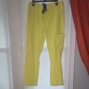 Men's Figs Yellow Cargo Pants with Elastic Waistband